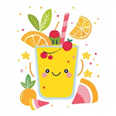 Cute cartoon lemonade illustration on a white background.