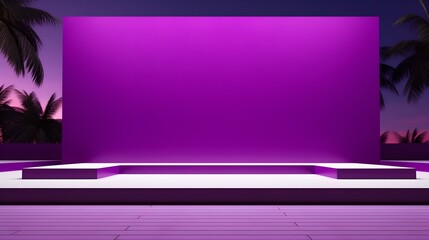 Elegant Outdoor Place in purple Colors. Empty Space for a Product Presentation