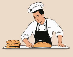 Boulangerie artisanale: artisan chef mains pétrissage de la pâte