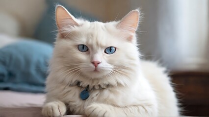 Luxurious Luster: The Blue-Eyed Cat of Fortune