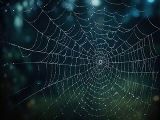 Naklejka premium spider web with dew drops