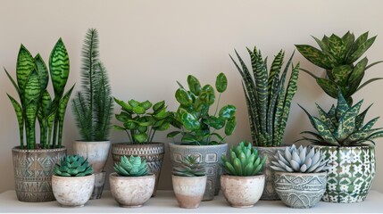 Potted Plants on Wooden Table