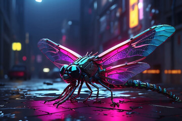 Cyberpunk dragonfly
