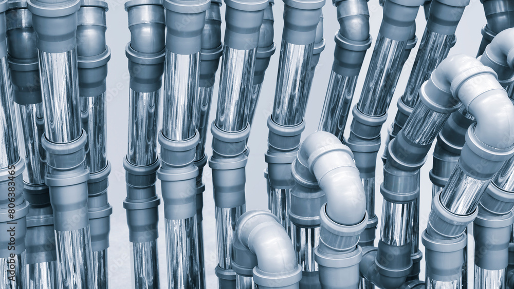 Leinwandbilder a series of pipes are shown in a close up. the pipes are silver and are arranged in a way that they 