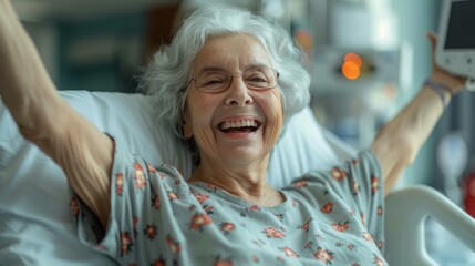 Woman in Hospital Bed Holding Cell Phone