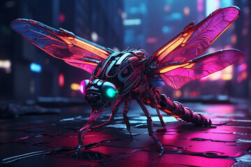 Cyberpunk dragonfly