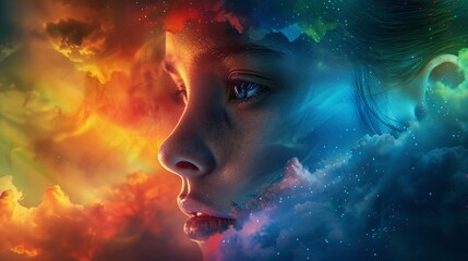 Fototapeta premium Develop a character who sees the world differently due to a rare condition that causes them to perceive colors in a gradient rather than as distinct hues