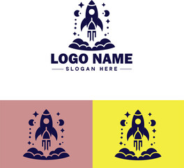 rocket ship icon Spacecraft Spaceship Rocketcraft flat logo sign symbol editable vector