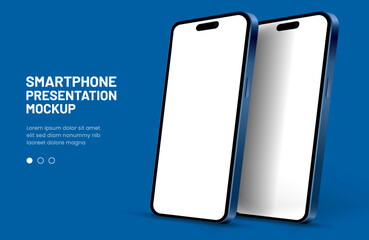 Realistic smartphone mockup. Mobile phone vector with isolated on white background. Device front view. 3D mobile phone with shadow. Realistic, high quality smart phone mockup for ui ux presentation.