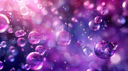 Abstract purple air bubbles futuristic background. Glowing fluid design. 