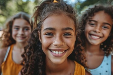 Fototapeta premium Happy children day: celebrating joy and innocence of childhood, honoring rights and well-being of children worldwide, promoting love, care, nurturing environments for their growth and development.