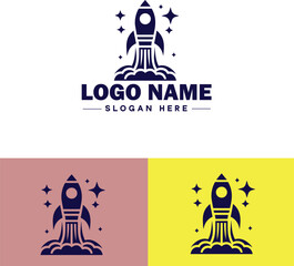 rocket ship icon Spacecraft Spaceship Rocketcraft flat logo sign symbol editable vector