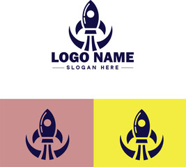 rocket ship icon Spacecraft Spaceship Rocketcraft flat logo sign symbol editable vector