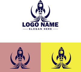 rocket ship icon Spacecraft Spaceship Rocketcraft flat logo sign symbol editable vector