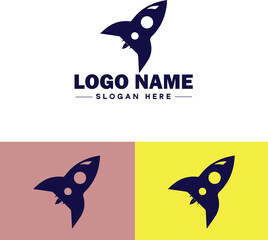 rocket ship icon Spacecraft Spaceship Rocketcraft flat logo sign symbol editable vector