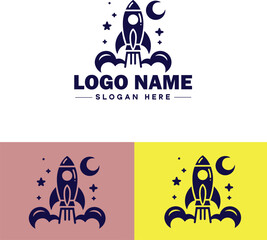 rocket ship icon Spacecraft Spaceship Rocketcraft flat logo sign symbol editable vector