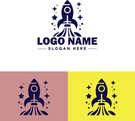 rocket ship icon Spacecraft Spaceship Rocketcraft flat logo sign symbol editable vector