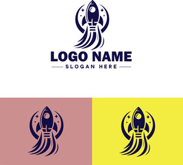 rocket ship icon Spacecraft Spaceship Rocketcraft flat logo sign symbol editable vector