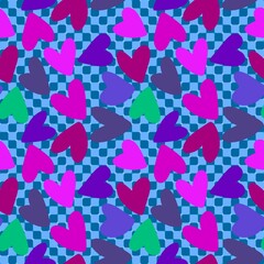 Valentines hearts seamless retro pattern for wrapping paper and fabrics and kids print and festive party accessories