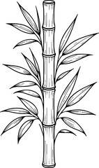 Obraz premium Bambour - Dessin au trait line art, vecteur noir avec contour isolé fond transparent. Style minimaliste, peut convenir a page de livre de coloriage, journal, agenda, cahier.