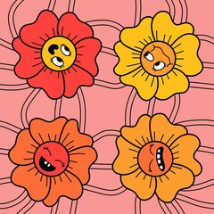 Cartoon flower seamless pattern for wrapping paper and fabrics and linens and kids clothes print