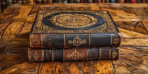 Literary Serenity: Books Resting on a Wooden Table