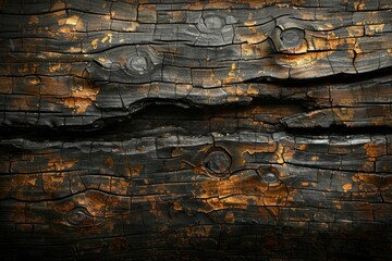 A black and brown wood grain with a burnt look. The wood grain is very rough and has a lot of texture