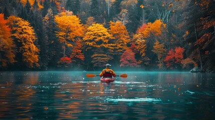Person Paddling Kayak on Lake
