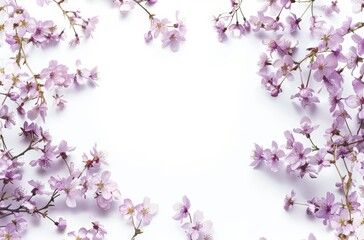 Fototapeta na wymiar Bunch of Purple Flowers on White Background