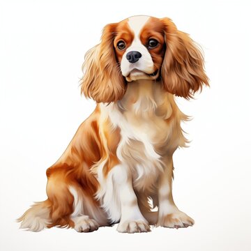 recommend clip art: Cavalier King Charles spaniel. Cavalier King Charles spaniel dog clipart. Watercolor illustration. Generative AI. Detailed illustration.
