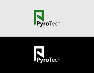 pyrotech logo , customised logo , tech logo ,logo design, minimal logo design, modern logo design , connecting logo, location logo, light logo , current logo