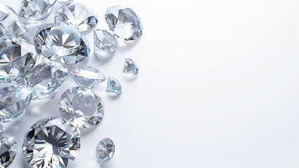 A close up of a bunch of diamonds on a white background