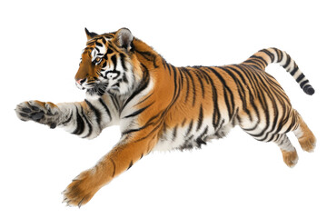Obraz premium Dynamic Tiger in Action Isolated on Transparent
