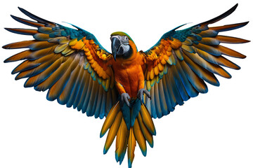 Vibrant Blue and Yellow Macaw in Flight