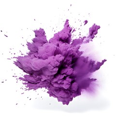 Illustration of pieces of purple chalk flying and creating an explosion effect, with a white isolated background.