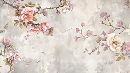 Elegant Floral Wallpaper with Soft Pastel Tones