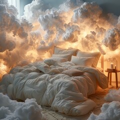 A comfortable bed for sleeping in clouds -