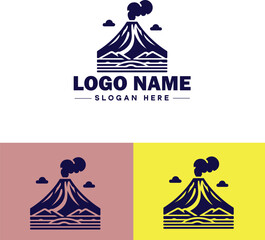 volcano icon Volcanic mountain Volcanic peak Volcanic cone flat logo sign symbol editable vector