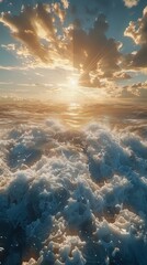 Sun Shining Through Clouds Over Ocean