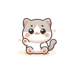 Fototapeta premium cute cat anie style on white background