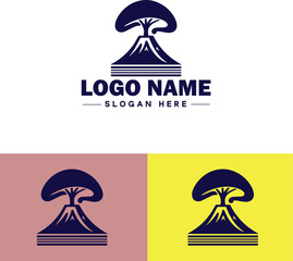 volcano icon Volcanic mountain Volcanic peak Volcanic cone flat logo sign symbol editable vector