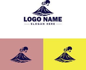 volcano icon Volcanic mountain Volcanic peak Volcanic cone flat logo sign symbol editable vector