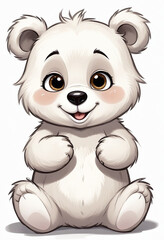 Naklejka premium A cute and friendly cartoon bear with large eyes, a button nose, and a happy expression The bear has a fluffy, round body