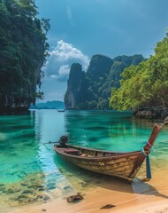 Traditional boat in the beach of Thailand