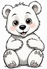 Obraz premium A cute and friendly cartoon bear with large eyes, a button nose, and a happy expression The bear has a fluffy, round body