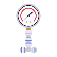 Monitor Water Pressure with Precision, Gauge Tool for Plumbing Systems, Vector Flat Illustration Design