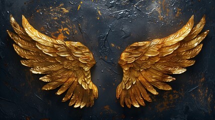 Gold Angel Wings with dark Background
