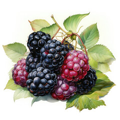 Fototapeta premium Watercolor Blackberry Illustration, Generative Ai