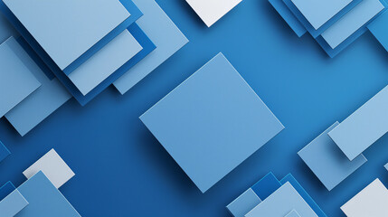 A blue and white background with squares of different sizes