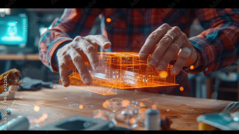Poster professional digital engineer using artificial intelligent and digital holographic to design product